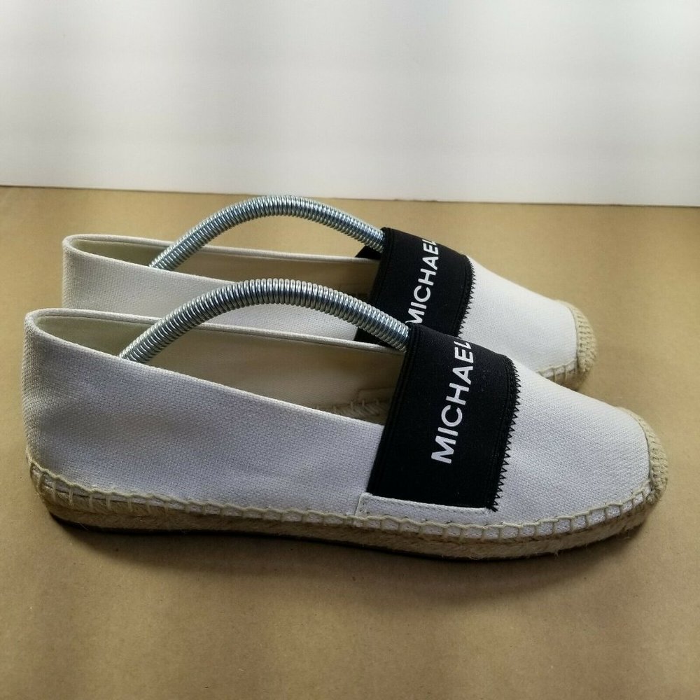 Michael Kors Slip-On Flats Espadrilles Women's Shoes Size 7.5 White/Black New - Picture 3 of 8